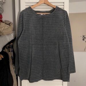 White Stag Long Sleeve Striped Cotton Top | Gray/Silver | L
